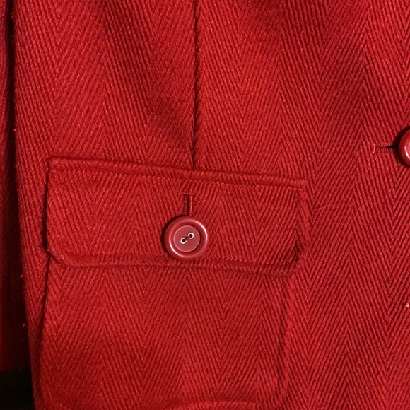 Crimson Red Pea Coat - Picture 2 of 2